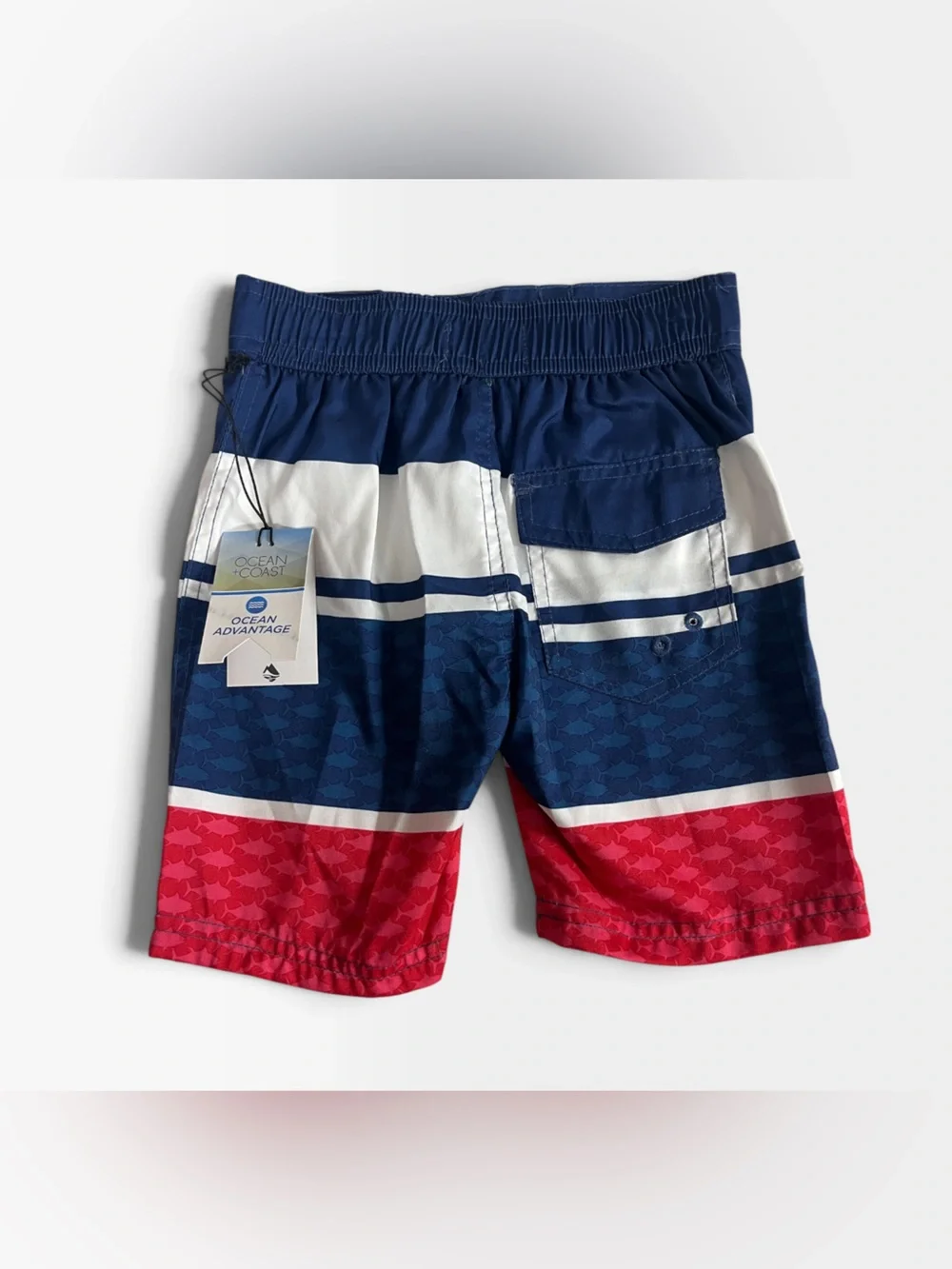 Brand New- Ocean+Coast Boys Red/Blue/White Tuna Swim Trunks